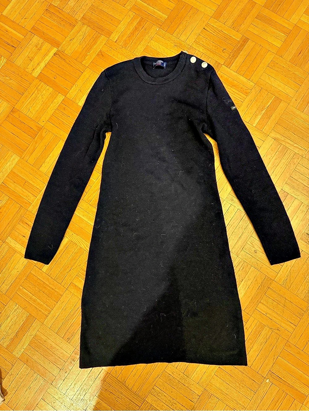 Saint James Long Sleeve Mini Dress in Black